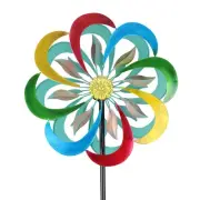 Kinetic Wind Spinners, Multicolor Double Wind Sculpture,13.8 * 59 Inch Outdoo...