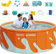 Foldable Swimming Pool - Portable Pet Bath, Children's Play Pool, Foldable Outdoor Pool, Robust PVC Dog Bath, Large Folding Pool for Dogs, Cats, , Garden, Water Fun in