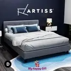 Artiss Bed Frame DOUBLE Size Mattress Base Wooden Platform Fabric Grey VANKE