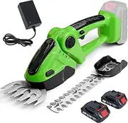 Hedge Trimmer Cordless, 2-in-1 Hedge Trimmer & Grass Shear with 1 * 22cm Long Blade and 1 * 13cm Wide Blade, 90° Head Angle Adjustable, 2 * 1500mAh Batteries, 13000rpm Garden Hedge Cutter for Lawn