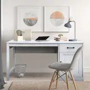 Graham 120cm 1 Drawer and Cabinet Farmhouse Writing Desk With Reversible Orientation Grey