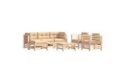 vidaXL Outdoor Lounge Set 7 Piece Sofa and Table with Cushions Solid Wood