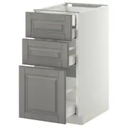 METOD base cb 3 frnts/2 low/1 md/1 hi drw, white Maximera/Bodbyn grey, 40x60x80 cm