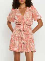 Casablanca Tie Front Mini Dress