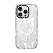 iPhone 16 Pro Clear Case MagSafe Compatible White Transparent Butterfly Pattern