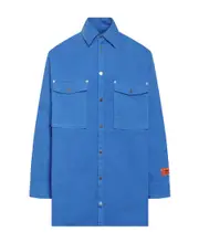 Heron Preston Logo Patch Button-Up Shirt Blue