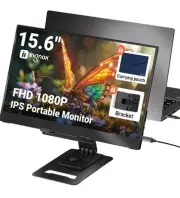 Ingnok 15.6” FHD Portable Monitor, Ultra Slim, USB-C, Adjustable Stand,