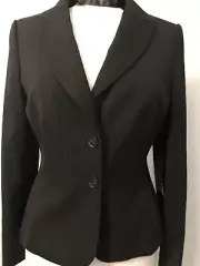 Ann Taylor Women's Blazer Black Pinstriped Wool Italian Fabric Size 6 NWT $229