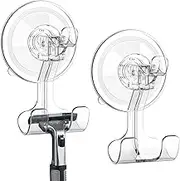 Teletrogy Large Suction Cup Hooks Shower Razor Holder - 2 Pack Heavy Duty Reusable Vacuum Shower Hook, Damage Free Wall Hooks for Bathroom Kitchen Towel Loofah Sponge Key Shaver Bathrobe Wreath