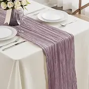 Mauve Purple Cheesecloth Table Runner-13.3Ft Boho Gauze Cheese Cloth Table Runner 35x160 Inch Long Romantic Sheer Table Runner for Wedding Bridal Baby Shower Birthday Party Table Decoration