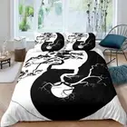 Yang Duvet Cover King Size Black And White Pine Pattern Bedding Set With Zipper