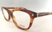 Authentic Prada VPR 05R 4BW-1O1 Light 53mm Havana Cat Eye Frames Glasses Italy