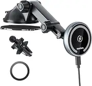 MAGJIEYX for MagSafe Car Mount Charger, Magnetic Wireless Fast Charging for iPhone16,15,14, 13, 12 Pro Max,Plus,Mini,3-in-1 Vent/Dash/Windshield Auto-Alignment Phone Holder（No 36W QC3.0 Adapter）