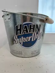 Galvanised Steel Beer Bucket, Hahn Super Dry Design, 175mm x 235mm Handle, New