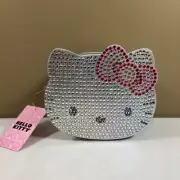Sanrio Hello Kitty Rhinestone Face Bling Crossbody Bag Purse Chain Strap NWT