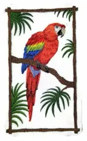 Scarlet Macaw Embroidered Iron on/Sew patch [5" X 5"]