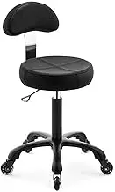 Swivel Saddle Stool with Wheels Backrest,Saddle Stool Chairs Support Ergonomic,Adjustable Rolling Stool for Salon Bistro(with backrest)