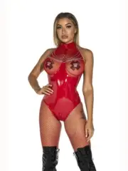 Body Red Of Vinyl With Transparencies IN Breasts & Opening IN Crotch 926786