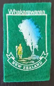 Whakarewarea Stamped Patch, Felt Cloth Badge, Sew-On, Vintage, New Zealand