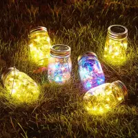 在飛比找momo購物網優惠-【SKYOCEAN】暖光款 日式太陽能梅森瓶燈 LED掛燈(