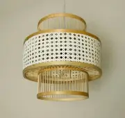 Wicker Style Rattan Lampshade Chandelier Hanging Light Shades Pendant Light