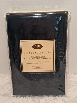 Luxury Collection 600tc Egyptian Cotton Damask Stripe King Sateen Pillowcases