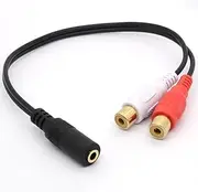 3.5mm Female to Dual RCA Female Phono Stereo Splitter Cable 3.5 Jack Socket to 2RCA Audio Adapter Extender Cord 8inch/20cm