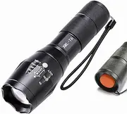 T6 Zoomable Aluminum LED Flashlight, Super Bright, Portable Torch, Powerful Emergency Flashlight has 5 Modes, Outdoor for Camping, Hiking, Fishing, Tactical Handheld Torches (Battery Powered-137MM)