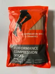 Performance Compression Socks Size XL Zipper Socks 15-20 mmHg TAN 2 Pair