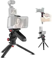 NEEWER Mini Tripod for Camera and Phone with Handle/Phone Holder/Action Camera Adapter, 360° Pan & Tilt Vlog Selfie Stick Handle Grip Compatible with DJI Osmo Pocket 3 insta360 iPhone DSLRs, TS003
