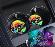 Hippie Soul Tie Dye Pattern 70s Car Coasters Set Of 2 Cup Holder Car Gift