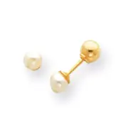 14K Yellow Gold 4mm FCW Pearl Reversible Ball Stud Earrings Madi K Kid's Jewelry