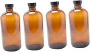 MAGICLULU 4Pcs Glass Bottles with Black Cap for Essential Oils Chemistry and Travel Refillable Boston Round Design Light Sensitive Material Storage