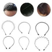 1x Black Metal Wavy Headband Hair Hoops Sports Unisex Hair Bands For Men Women