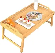 AIMALL Bamboo Folding Table - Multifunctional Laptop Table, Portable Breakfast Table for Bedroom, Dormitory and Bay Window