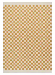 1 x Loopsie Segundo Yellow and Cream Checkered Washable Rug