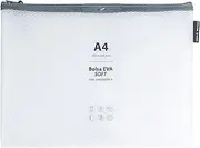Grafoplás A4 White Soft Touch EVA Zipper Bag with Clear EVA Foam Zipper, Perfect for Protecting and Carrying Documents, Mobile Phones