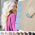 Tape In 100% Real Remy Human Hair Extensions Skin Weft Full Head Blond CLEARANCE