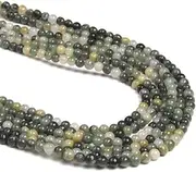 [2TTFishoo] Natural Stone Beads 4mm Green Grass Stone Small Size Round Gemstone Smooth Energy Healing Beads DIY for Jewelry Making 15"