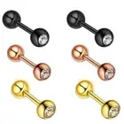 16G 1/4" TITANIUM CZ GEM BARBELL EAR TRAGUS STUD DAITH HELIX CONCH PIERCING RING