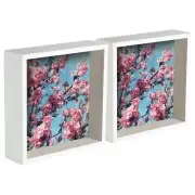 2pc Deep Box Photo Frame Set 8 x 8 Square Acrylic Frame White 8 x 8