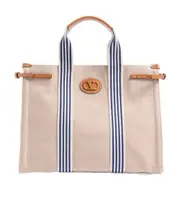 Valentino Antibes Logo Plaque Large Top Handle Bag One size Natural/Multicolor