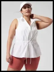 Athleta NWT Women's Levitate Poplin Tank Size Plus 2XLarge Color White