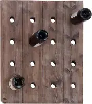 Wood 16 Bottle Wall Wine Rack, 21" X 4" X 25", Brown