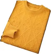 [Hamthuit] Men Sweater Thick Men's Round Collar Pullover Sweater Business Casual Relaxed Warm Long Sleeve Base Knit Sweater