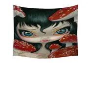 Poisonous Beauties Fly Agaric Girl and Mushrooms Tapestry