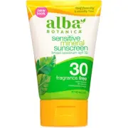 Alba Botanica Sunscreen Lotion, Sensitive Mineral, SPF 30, Fragrance Free, 3 oz