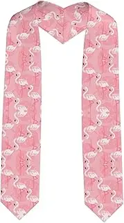 [SKKNT] Summer Flamingo Palm Leaves Print Graduation Shawl Stole For Academic Commencements Honor Sash Congratulations Gift