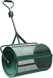 23.6inch Compost Spreader Peat Moss Spreader with U-Shaped Handle Side Latches, Heavy Duty Metal Mesh Push Topsoil Fertilizer Manure Spreader for Lawn and Garden