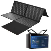 1PC Queens 12V 95AH Lithium Battery 100A 1PC VoltX 12V 200W Mono Solar Blanket